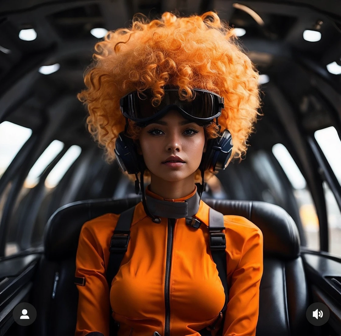 Realistic, 4K, HD, ultra detailed, Portrait of the same mixed skin stunning young woman with afro curly orange brown hair