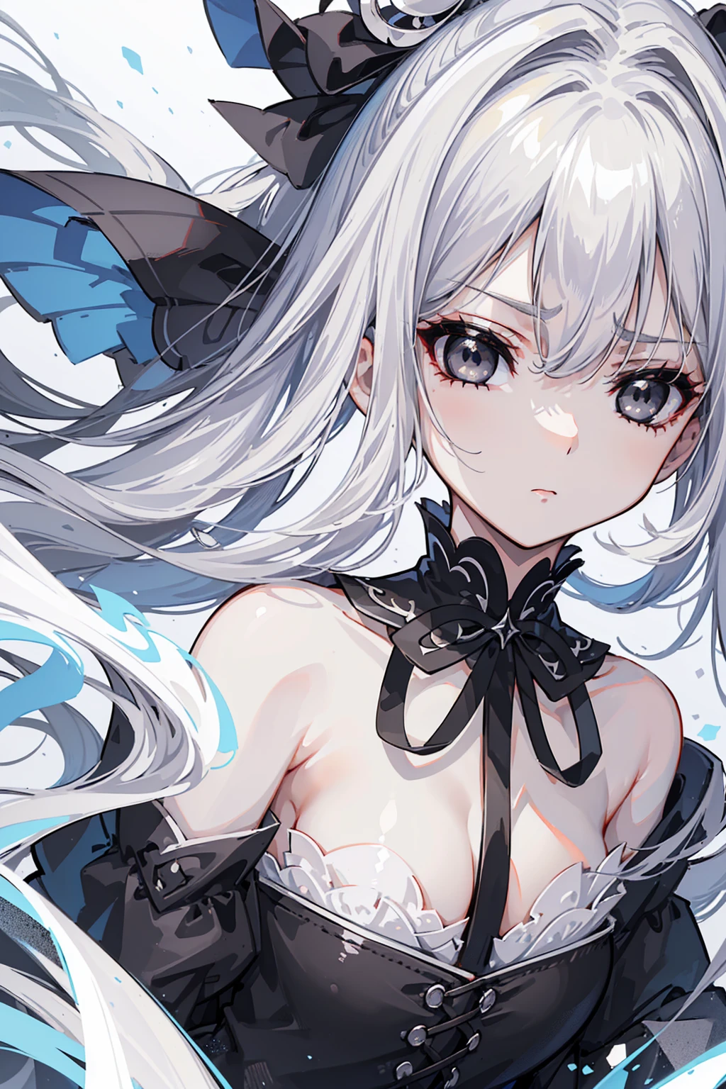 (((masterpiece、Highest image quality、highest quality、highly detailed unity 8kwallpaper)))、((Illustration of one girl))、(((beautiful girl)))、blue hair、white clothes