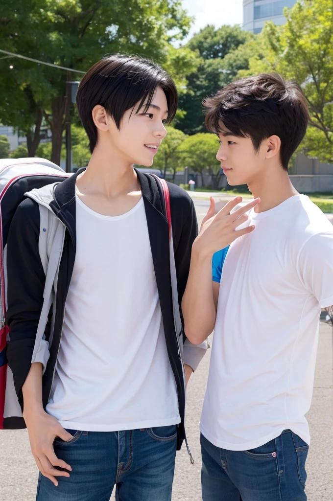 cool,,Refreshing athletic guy,2boy,2boys,charm,The hero,youth,Japanese high school student style,Magazine Idol Style,Slim figure,Casual clothes,Smooth,Skin texture,Functional beauty,Moe,Action,Vibrancy,Breeze,A speck of dust,Natural light,face,hand,eye,Biological precision,thin limbs,male protagonist,A Japanese boy,For boys who like boys,,,Two boys fall in love with each other,Male student,,Boys' preference,Super detailed,From friendship to love,Sexual desire,sexual excitement,Handsome body transformation,,At a happening event,Tall handsome man's male genitalia changes to female genitalia, maintaining male figure,Onimai,,Johnny's,Love story,,Handsome Drama,Shinkai Makoto,Male Focus,4K,8K,