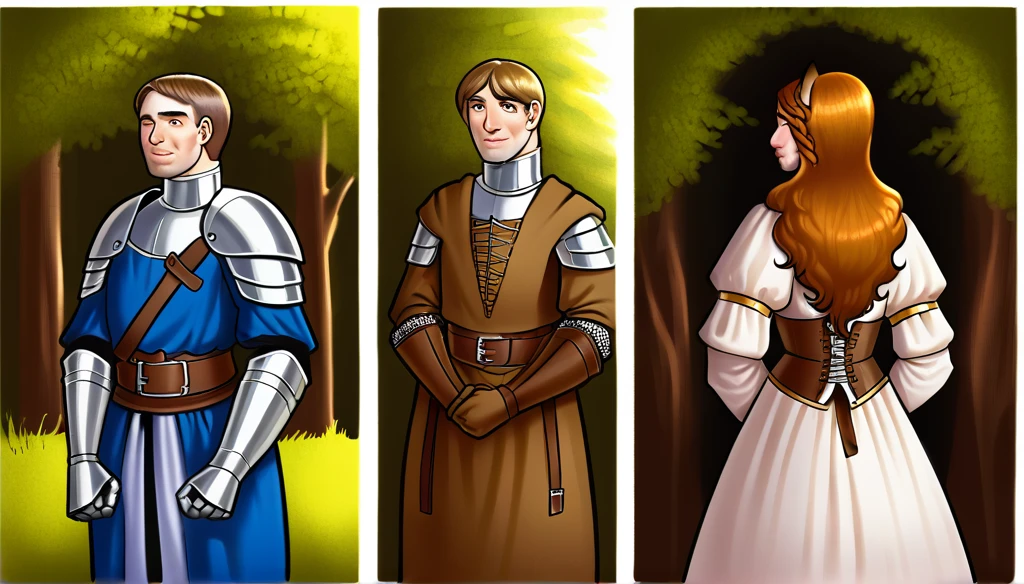 score_9_up, 2others, backtoback,back to back, back_to_back,
((tabaxi:1.2), anthro, female, (standing, portrait, focus), ((brown fur, ears, tail)), ( wizard, wearing medieval clothes), beautiful,
((human:1.2), male, (standing, portrait, focus), ( knight, wearing medieval clothes), beautiful