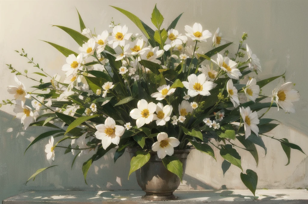 realistic, (best quality, masterpiece: 1.3), Finch, branch, still life, natural light, FLOWERS AND SEEDS