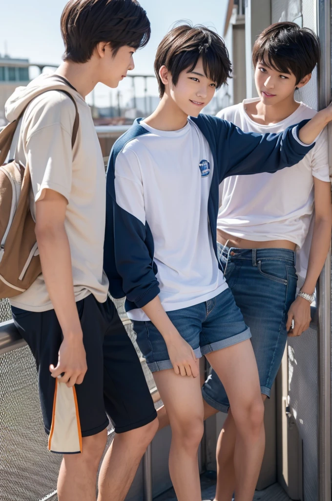 cool,,Refreshing athletic guy,3boy,3boys,charm,The hero,youth,Japanese high school student style,Magazine Idol Style,Slim figure,Casual clothes,Smooth,Skin texture,Functional beauty,Moe,Action,Vibrancy,Breeze,A speck of dust,Natural light,face,hand,eye,Biological precision,thin limbs,male protagonist,A Japanese boy,For boys who like boys,,,Three boys fall in love with each other,Male student,,Boys' preference,Super detailed,From friendship to love,Sexual desire,sexual excitement,Handsome body transformation,,At a happening event,Tall handsome man's male genitalia changes to female genitalia while maintaining male figure,,,With Johnny's Boys,Love story,,Handsome Drama,Shinkai Makoto,Male Focus,4K,8K,3P,