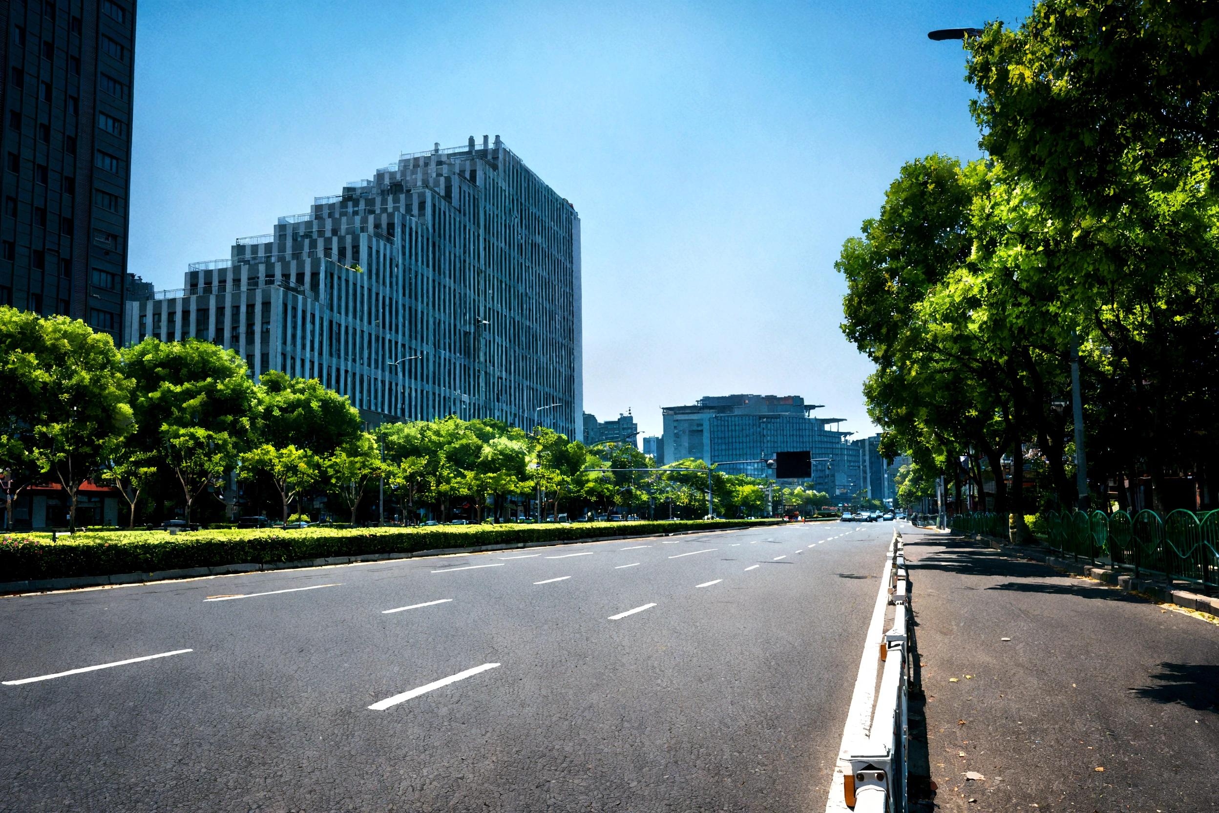 public space, street, building, trees, track, asphalt, sky, 16 bit style, High Definition, 4k, sunset