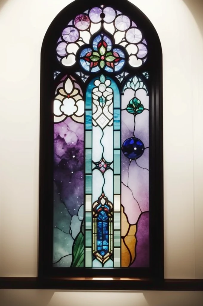 a picture of a stained glass window, intricate art, by Mario Dubsky, stained glass art, amethyst stained glass, detailed art in color, by Robert Richenburg, by Adrienn Henczné Deák
