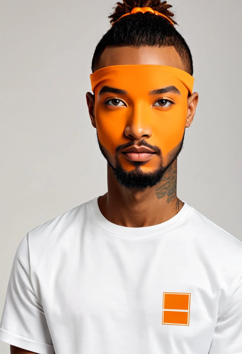 Avatar design,Orange gift box face,White crewneck shirt