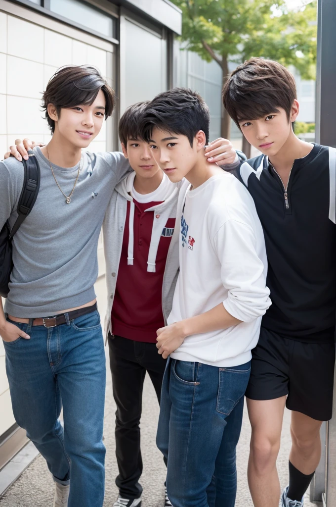 cool,,Refreshing athletic guy,3boy,3boys,3P,,charm,The hero,youth,Japanese high school student style,Magazine Idol Style,Slim figure,Casual clothes,Smooth,Skin texture,Functional beauty,Moe,Action,Vibrancy,Breeze,A speck of dust,Natural light,face,hand,eye,Biological precision,thin limbs,male protagonist,A Japanese boy,For boys who like boys,,,Three boys fall in love with each other,Male student,,Boys' preference,Super detailed,From friendship to love,Sexual desire,sexual excitement,Handsome body transformation,,At a happening event,Tall handsome man's male genitalia changes to female genitalia while maintaining male figure,,,With Johnny's Boys,Love story,,Handsome Drama,Shinkai Makoto,Male Focus,4K,8K,Obsessed with my dick,