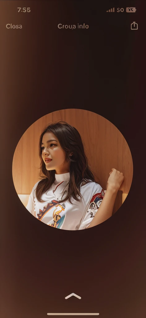 This actual girl without any change wearing football jersey written TEAM AJU in it, expanded, normal looking, no changes in the face Should be the original person