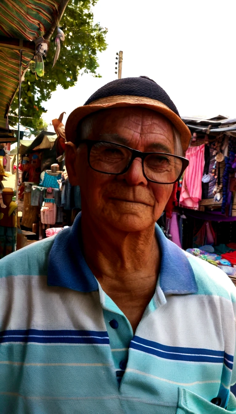 Create an elderly man from the image as if he were a Disney Pixar figure