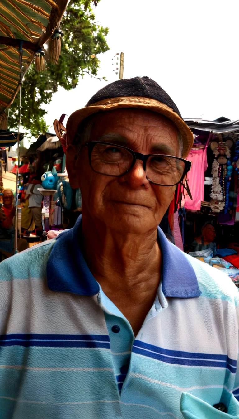 Create an elderly man from the image as if he were a Disney Pixar figure