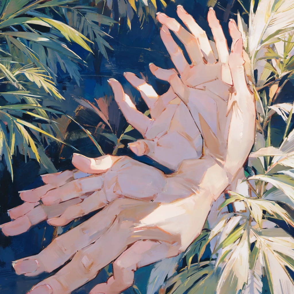 Two hands. Long beautiful fingers. Palm hands. No extra finger white beautiful palm hands