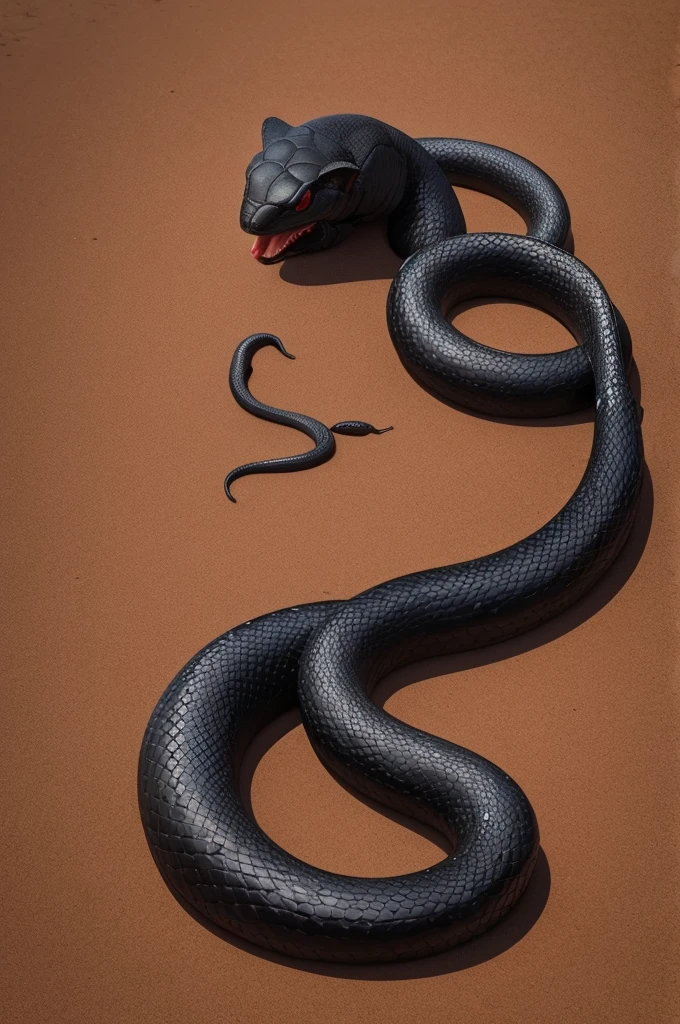 black snake around red rose in desert of saara