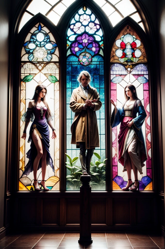 a picture of a stained glass window, intricate art, by Mario Dubsky, stained glass art, amethyst stained glass, detailed art in color, by Robert Richenburg, by Adrienn Henczné Deák
