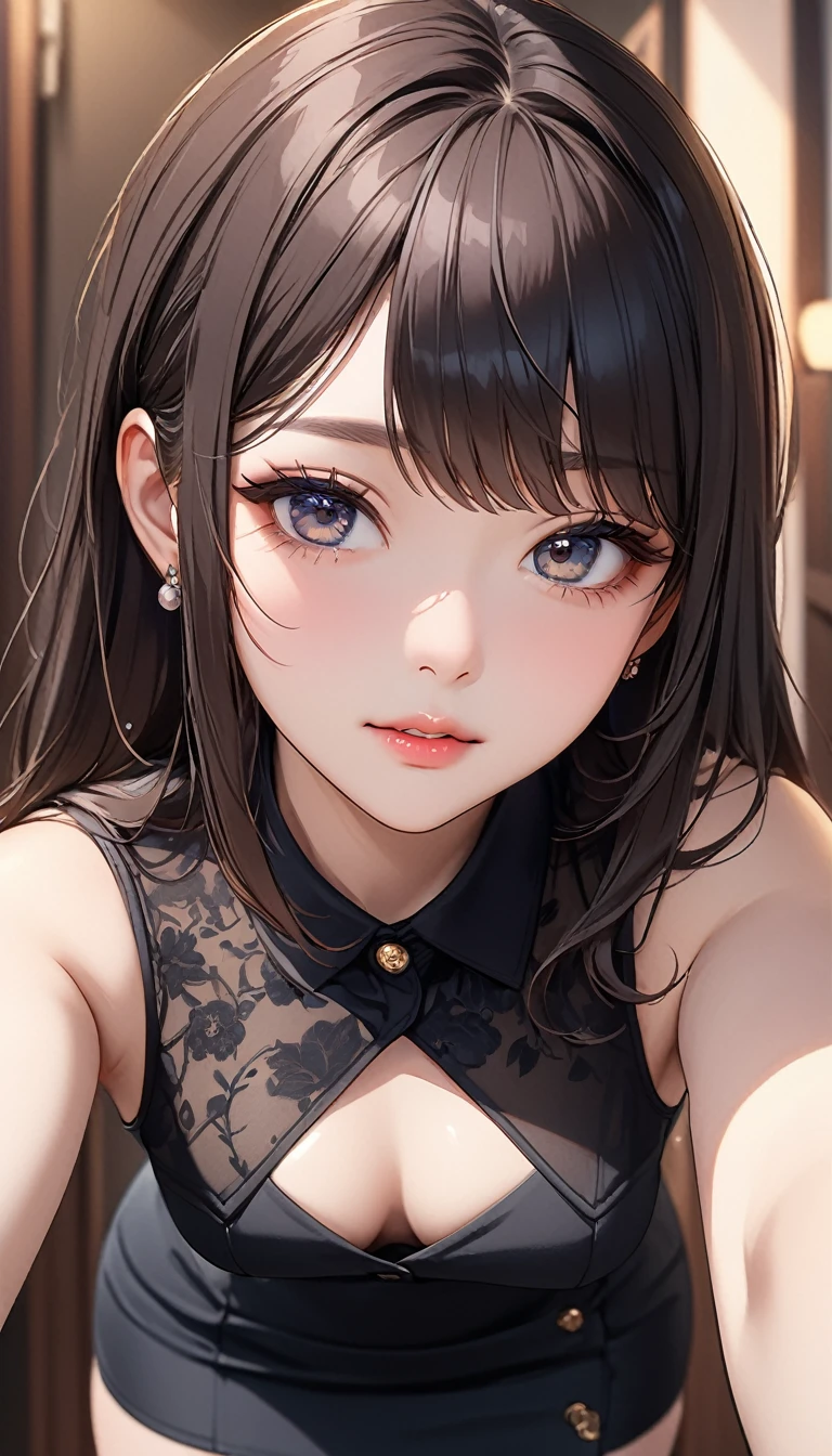 (((masterpiece))),(((High resolution)))、(((8K quality)))、(((perfect face)))、(((Korean idol))), ((sleeveless)), (((mini pencil skirt))), look at the camera, ((top quality eyes)), detailed face, (detailed texture), look at the camera, big