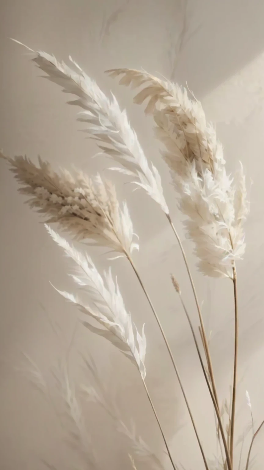 a close-up of a vase with some white flowers, dried plants, white feathers, soft and fluffy, dry grass, already, penugem de feathers, soft feather, feathers, dried flowers, ostrich feathers, still life photo of a backdrop, rich in texture ), gentle shadow, dried flower, Phragmites, plant photography, soft sepia tones