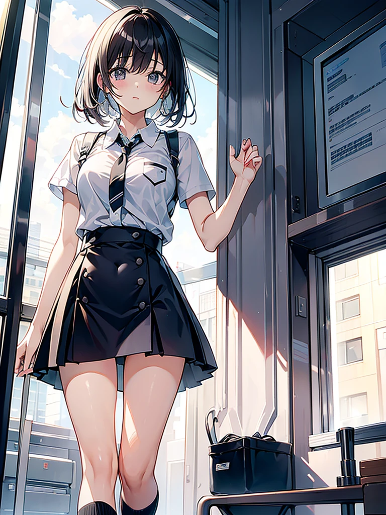 ((see-throughロングダッフルコート))、underwear、Black high socks