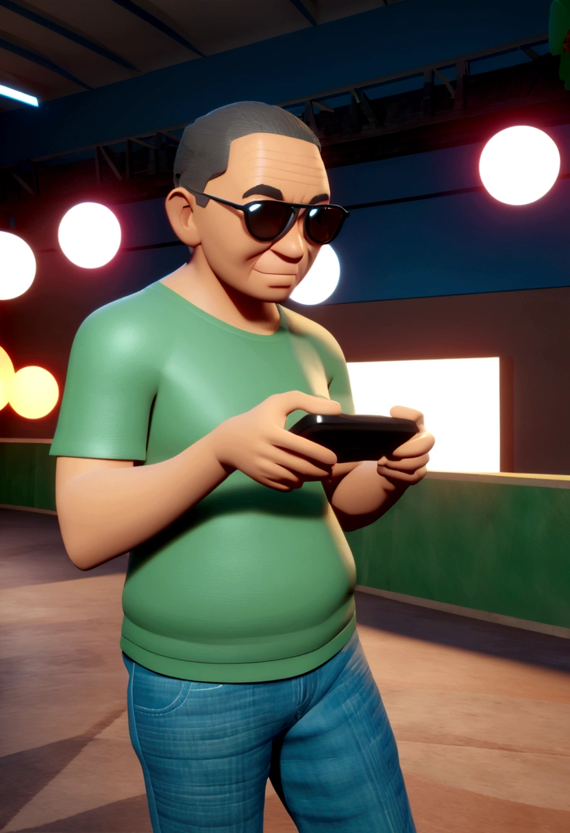Cartoon character of a man in sunglasses and blue shirt, animation character, stylized character, animation style rendering, 3d stylized, Arnold Maya rendering, Stylized 3D rendering, toon render screenshot, 3d character, 3d character, Stylized 3D rendering, 3D character rendering, cartoon character, Personagem de close up, character posing, (Pixar-style) (master part:1.2) (bokeh) (best qualityer) (skin detailed) (detailed texture) (8K) (Argilla) (cinematic lighting) (sharp focus