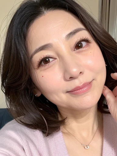 Mature Woman、cute、49 years old、blush、Embarrassed、Voluptuous、naked、Plump lips、reality、Realistic Skin、Embarrassing、On the mouth1Moles、naked体を晒す、Saggy、Ordinary Aunt、pajamas、smile
