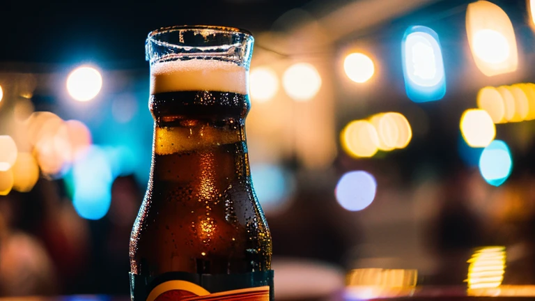 Written boundary depth, (((HD detailed))), Wet Watermark, Hyper Detail, (((Realistic photos))), 16K, Surrealism, Deep focus bokeh, Ray Tracing, Sepia、Outdoor、Beer by the glass is also available..、 There are bubbles in the supernatant、Focus on the glass、Vibrant atmosphere、bright、party