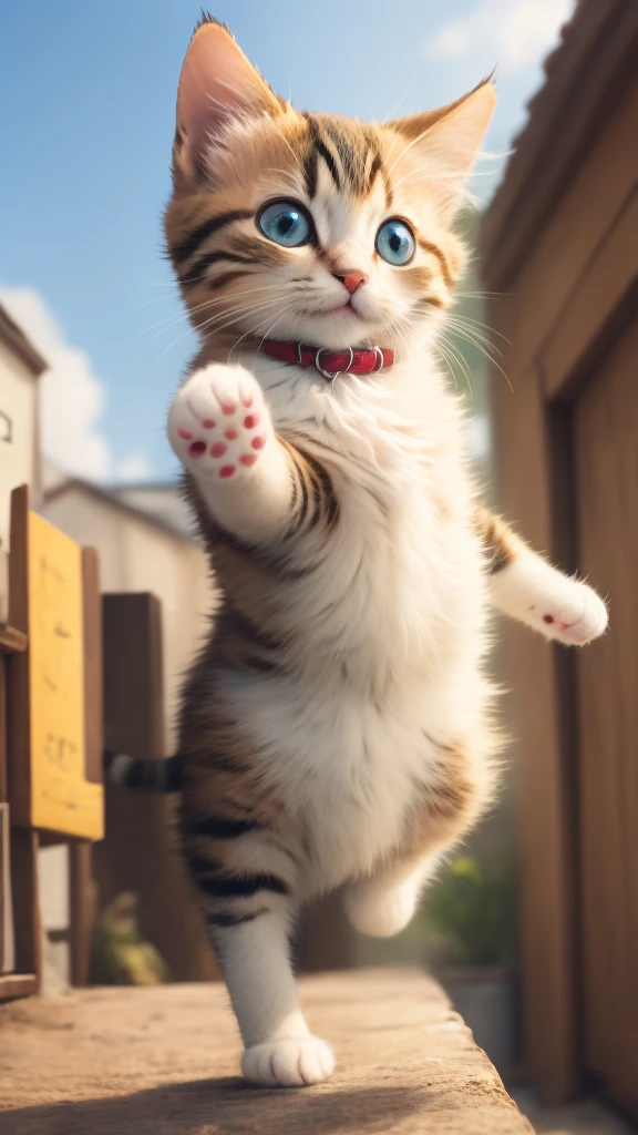 Cat、top-quality、a cute little cat、Jumping、Sky、shibuya、Mofumofu