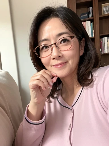 Mature Woman、cute、49 years old、blush、Embarrassed、Voluptuous、naked、Plump lips、reality、Realistic Skin、Embarrassing、On the mouth1Moles、naked体を晒す、Saggy、Ordinary Aunt、pajamas、smile、Invite、Glasses