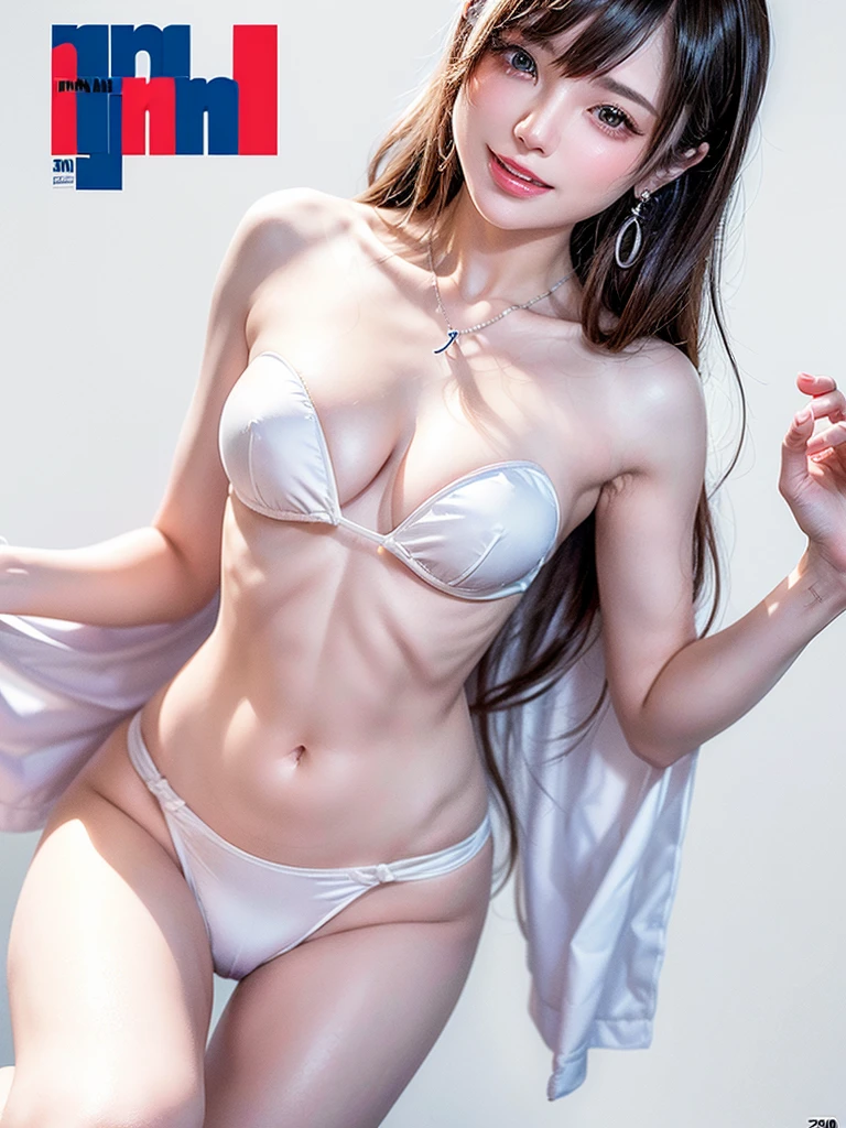 (((White Background 2.0)))、Professional Lighting、(((Professional Lighting 1.5)))、Translucent skin texture、Beautiful Skin、Beautiful Skin、、(((Whitening 1.5)))、White bra、See-through、、Ecstasy of Musical Notes、((Naked 1.5))、((Nude 1.5)))、(((Mid-shot photo 1.5)))、Simple earrings and necklace、(((ファッションMagazine Cover 1.5)))、(((Magazine Cover 1.5)))、Brown Hair、(((Dynamic pose 1.5)))、A gentle smile。Slim body type、