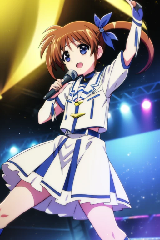 takamachi nanoha,Idol,Idol衣装,microphone,sing,stage,Spotlight