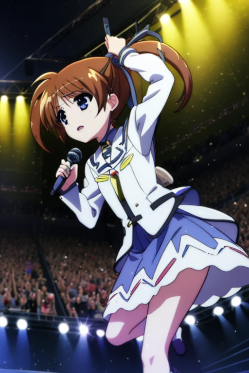 takamachi nanoha,Idol,Idol衣装,microphone,sing,stage,Spotlight