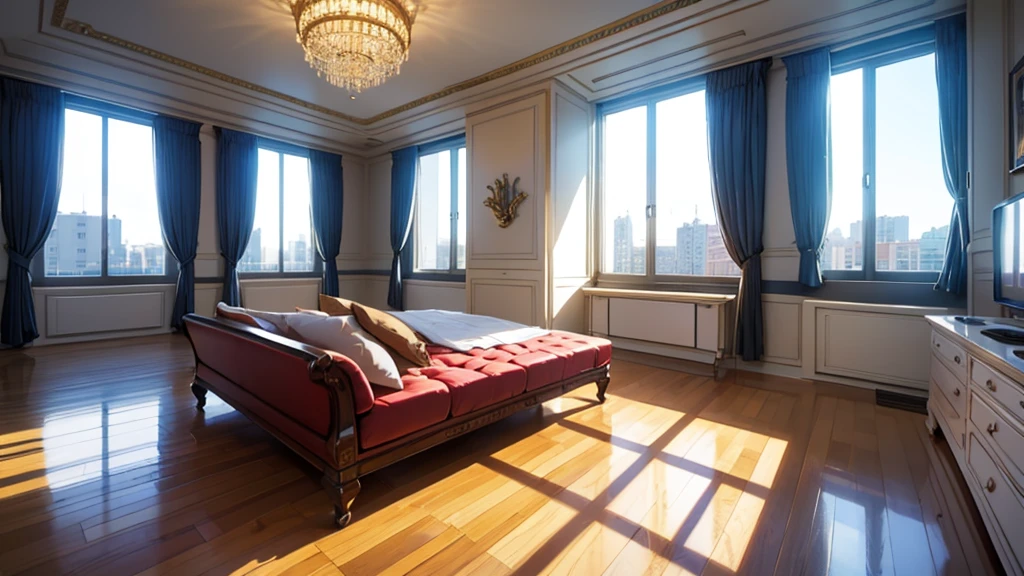 a room in a modern millionaire mansion, no humans, no persons, cartoon-style