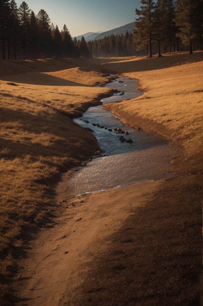 Make a landscape with dark brown and light brown colors