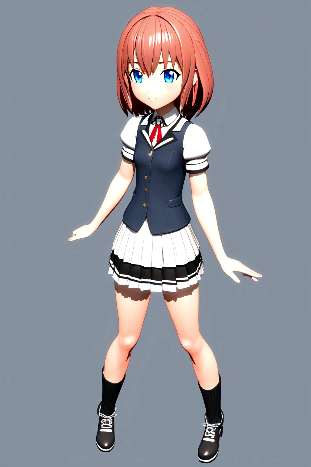 3D anime girl in short skirt a little shorter