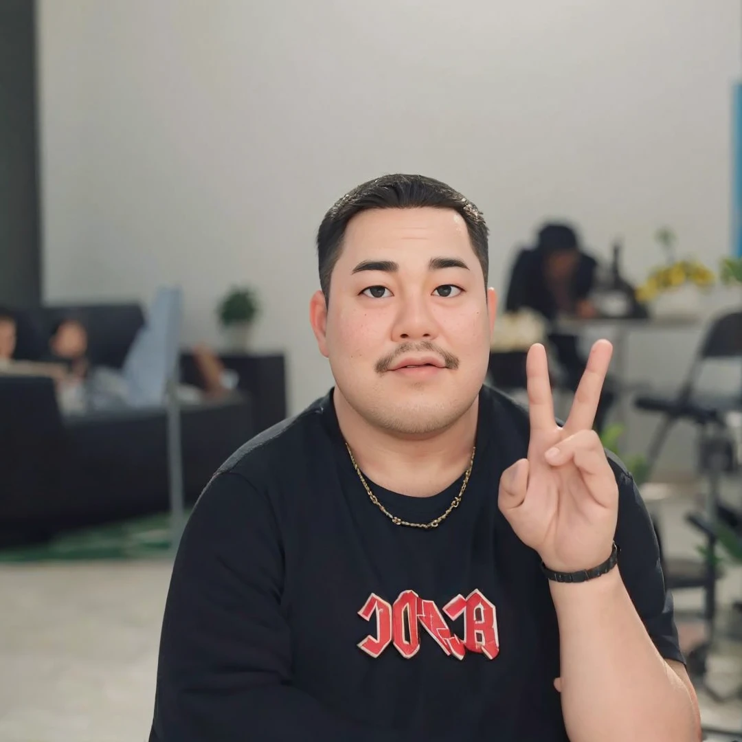 chubby man, portrait, Blackshirts, Shorthair, bokeh background 
