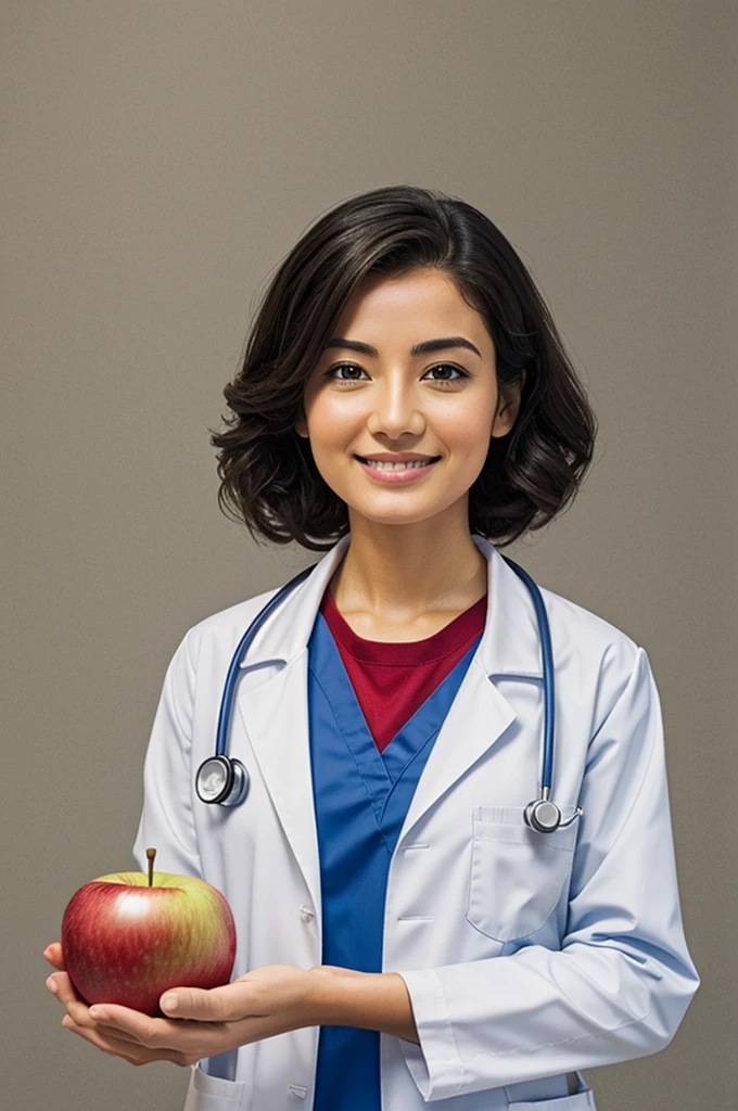 doctor holding an apple illustration