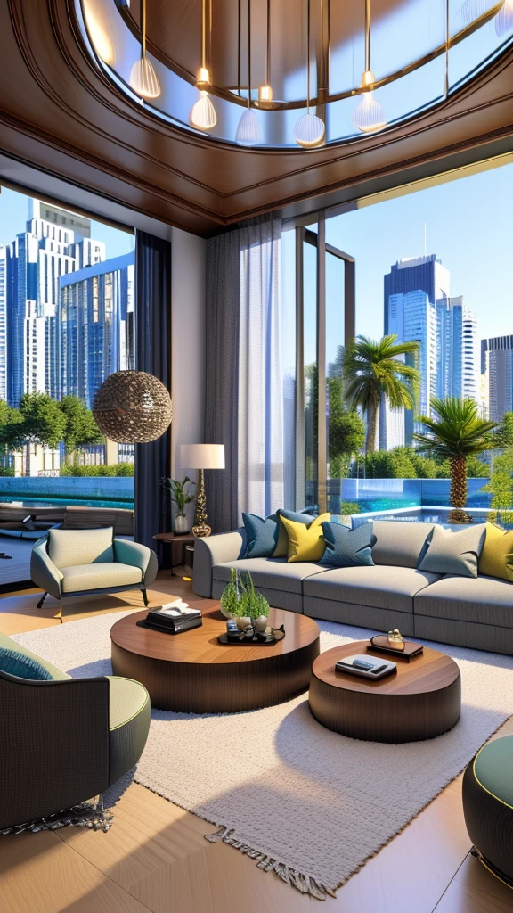 modern residential living room renderings,  Professional Rendering, Wide-angle exterior 2023, 非常にDetailed rendering, High quality rendering, Realistic rendering, architectural rendering, High quality rendering, Detailed rendering, hyper-Realistic rendering, hyper - Realistic rendering, Highly realistic 3D rendering, High Quality Rendering, Realistic renderinging, very Realistic rendering