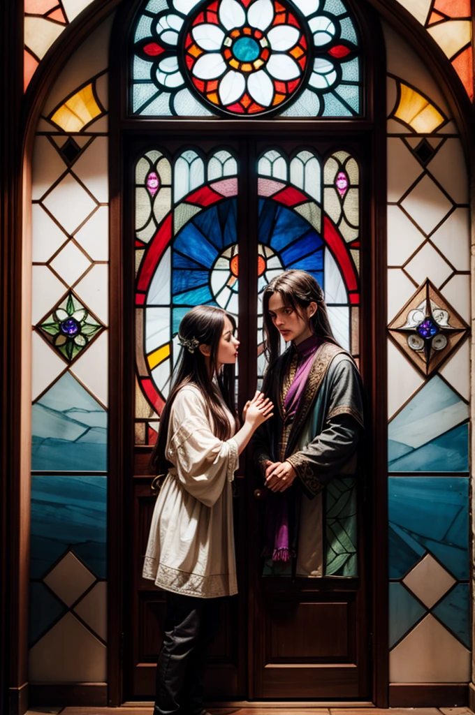 a picture of a stained glass window, intricate art, by Mario Dubsky, stained glass art, amethyst stained glass, detailed art in color, by Robert Richenburg, by Adrienn Henczné Deák