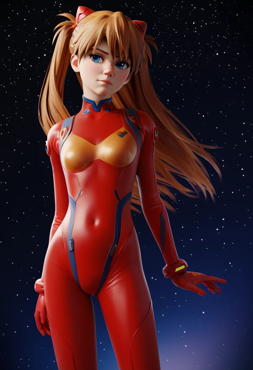(俯瞰figure),Dynamic Angle,Super detailed, figure, close, Straight, One girl, 
 ((Soryu Asuka Langley, Interface Headset, Red bodysuit:1.4, blonde)),Her eyes shone like dream-like stars,(Glowing Eyes:1.233),(Beautiful and detailed:1.1),(Expressionless,Mouth closed),(Are standing), 
(In a white spaceship、Mechanic room with tools and spaceship window),
(night:1.2),dream-like, [[Delicate fingers and hands:0.55]::0.85],(Finger details),