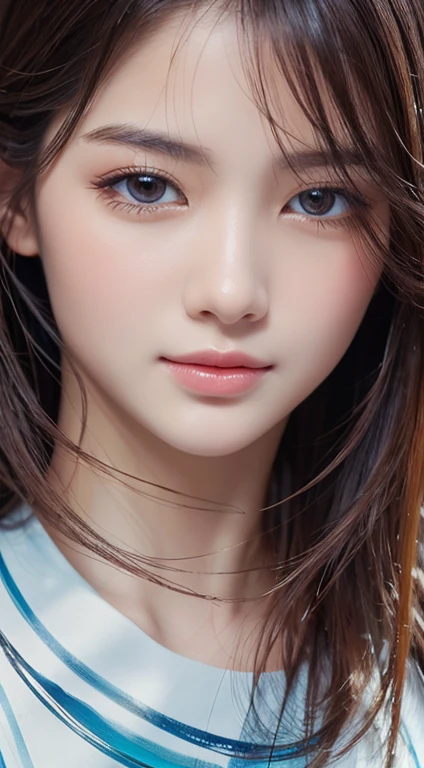 Highest quality, Highest quality, 16K, delicate and dynamic,, Face close-up, Only memorable facial depictions, Water blur effect, Brush stroke effect, Abstract Painting, 