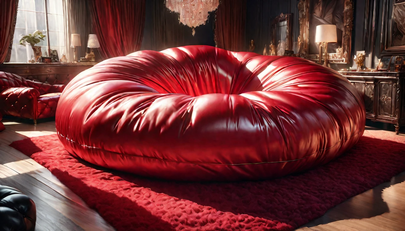 a luxurious, fluffy red silk comforter, giant silk body pillows, a magnificent, fluffy red silk bed, delicate silk textures, soft and cozy bedding, high-quality silk materials, plush and opulent bedroom scene, sumptuous red silk fabrics, ornate and lavish sleeping area, exquisite silk details, lavish and decadent bedroom, luxurious silk bedding set, extremely detailed silk textures, ultra-realistic silk materials, (best quality,4k,8k,highres,masterpiece:1.2),ultra-detailed,(realistic,photorealistic,photo-realistic:1.37),HDR,studio lighting,physically-based rendering,extreme detail description,vibrant colors,warm lighting