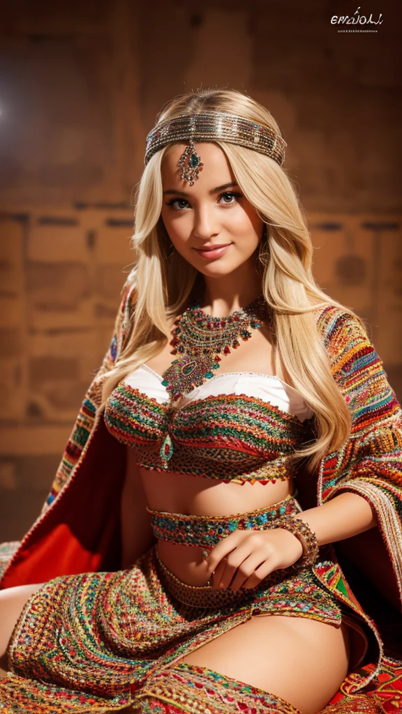 beautifull hot german blonde, robe kabyle, berber, amazigh dress, kabyledress, tizi ouzou, berber outfit, kabylegirl, bijoux, professional studio photo background, realistic, 4k