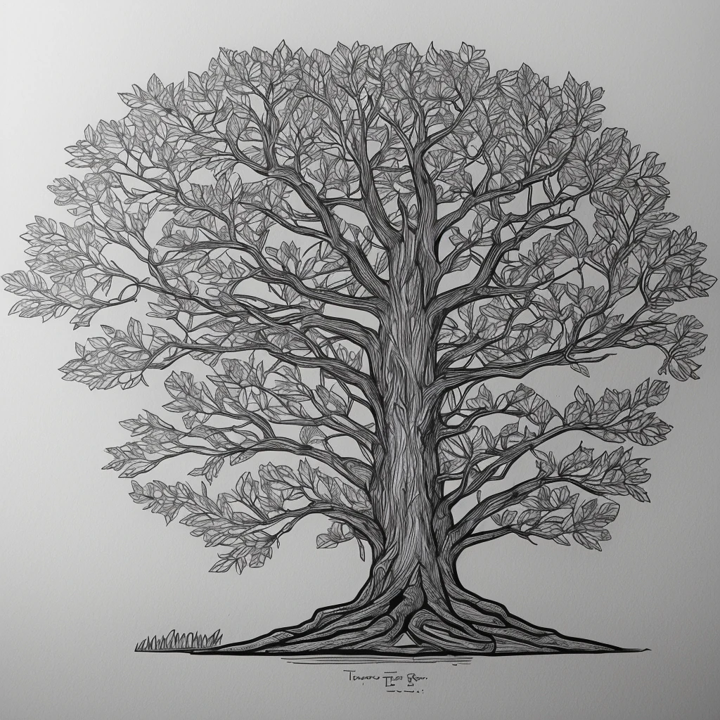 Isometric tree hand drawn