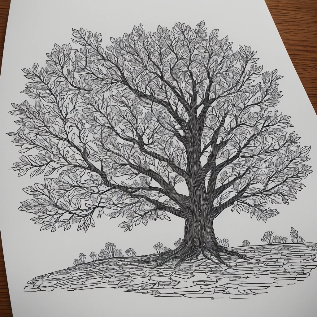 Isometric tree hand drawn