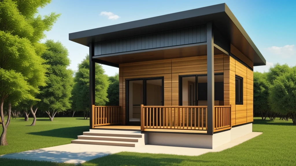 modern house flat roof, among the meadows, daytime
