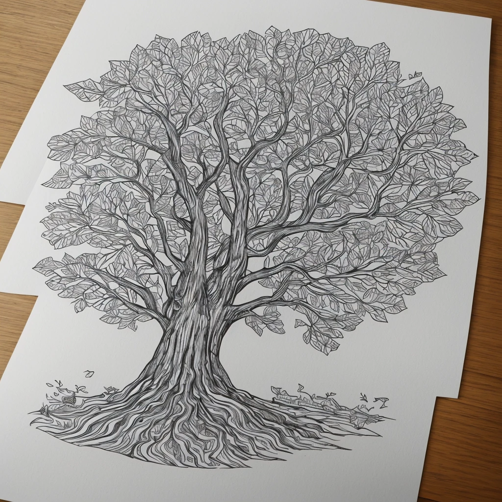 Isometric tree hand drawn