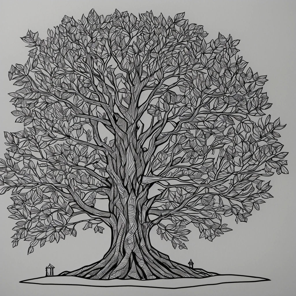 Isometric tree hand drawn