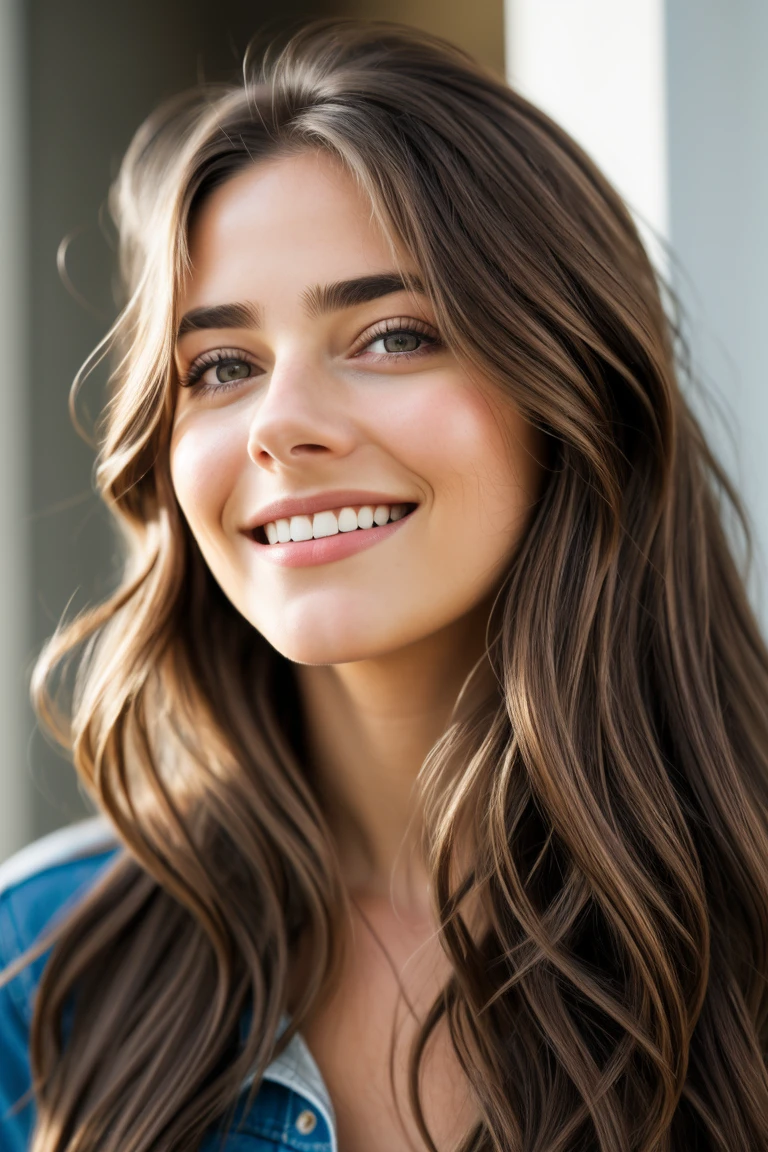 1 person, (Realist:1), Brown Hair, Long Hair, iris, Happy