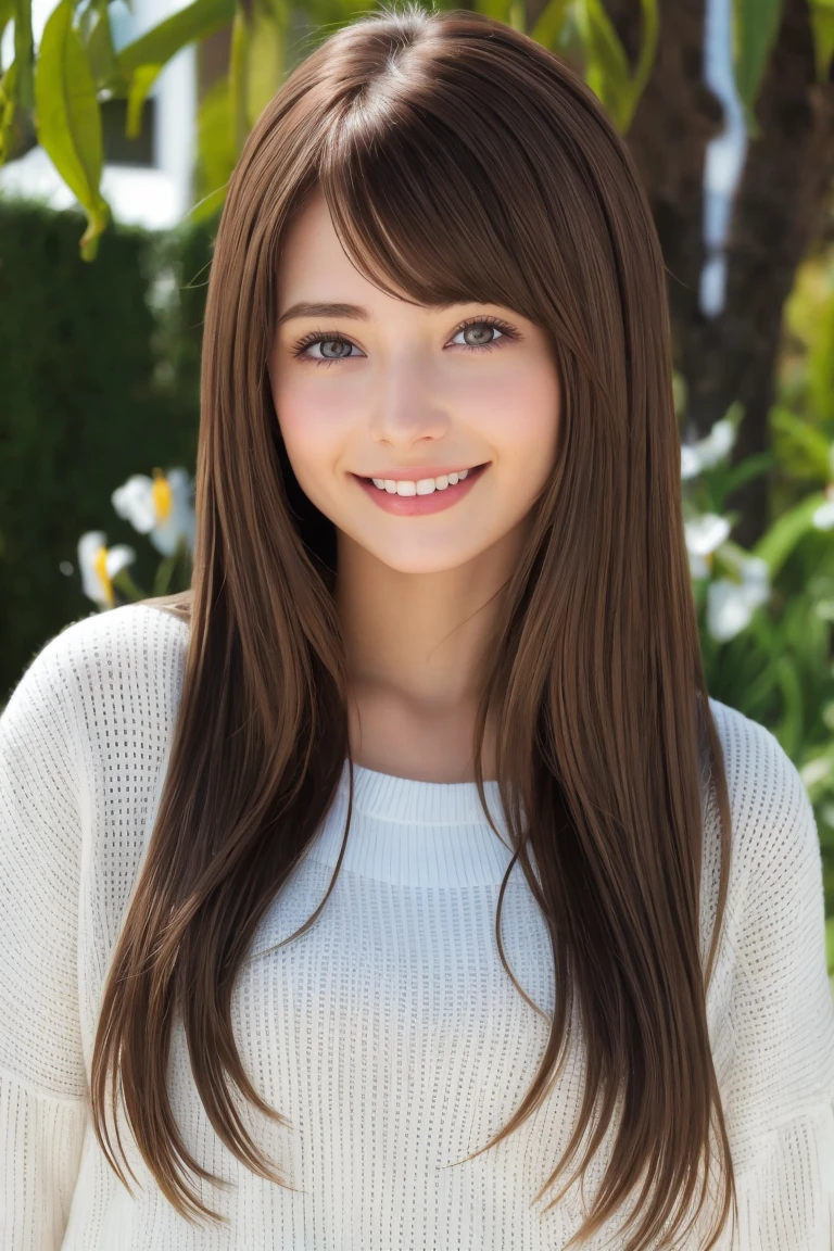 1 person, (Realist:1), Brown Hair, Long Hair, iris, Happy