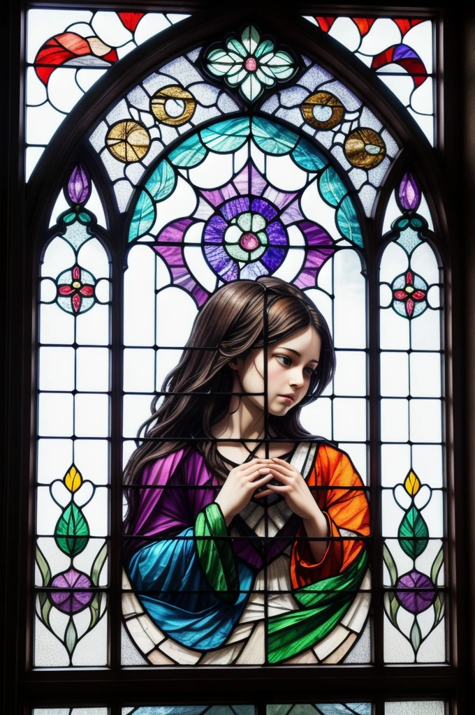 a picture of a stained glass window, intricate art, by Mario Dubsky, stained glass art, amethyst stained glass, detailed art in color, by Robert Richenburg, by Adrienn Henczné Deák