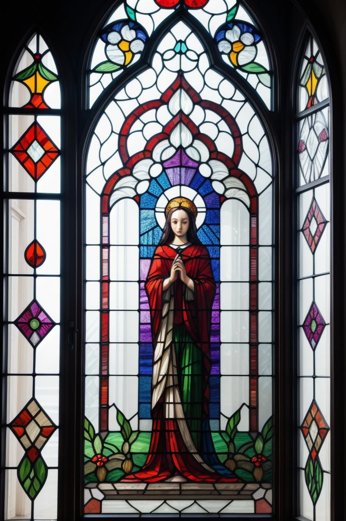 a picture of a stained glass window, intricate art, by Mario Dubsky, stained glass art, amethyst stained glass, detailed art in color, by Robert Richenburg, by Adrienn Henczné Deák