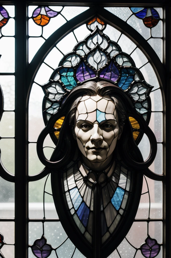 a picture of a stained glass window, intricate art, by Mario Dubsky, stained glass art, amethyst stained glass, detailed art in color, by Robert Richenburg, by Adrienn Henczné Deák