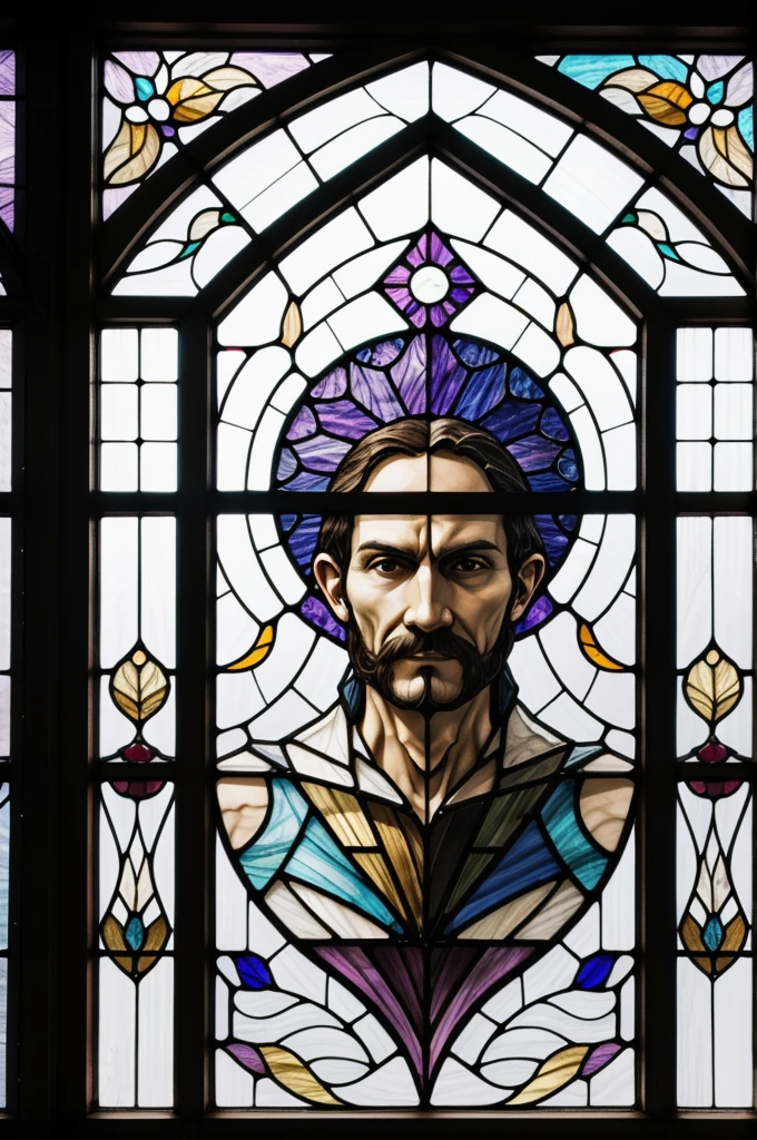 a picture of a stained glass window, intricate art, by Mario Dubsky, stained glass art, amethyst stained glass, detailed art in color, by Robert Richenburg, by Adrienn Henczné Deák