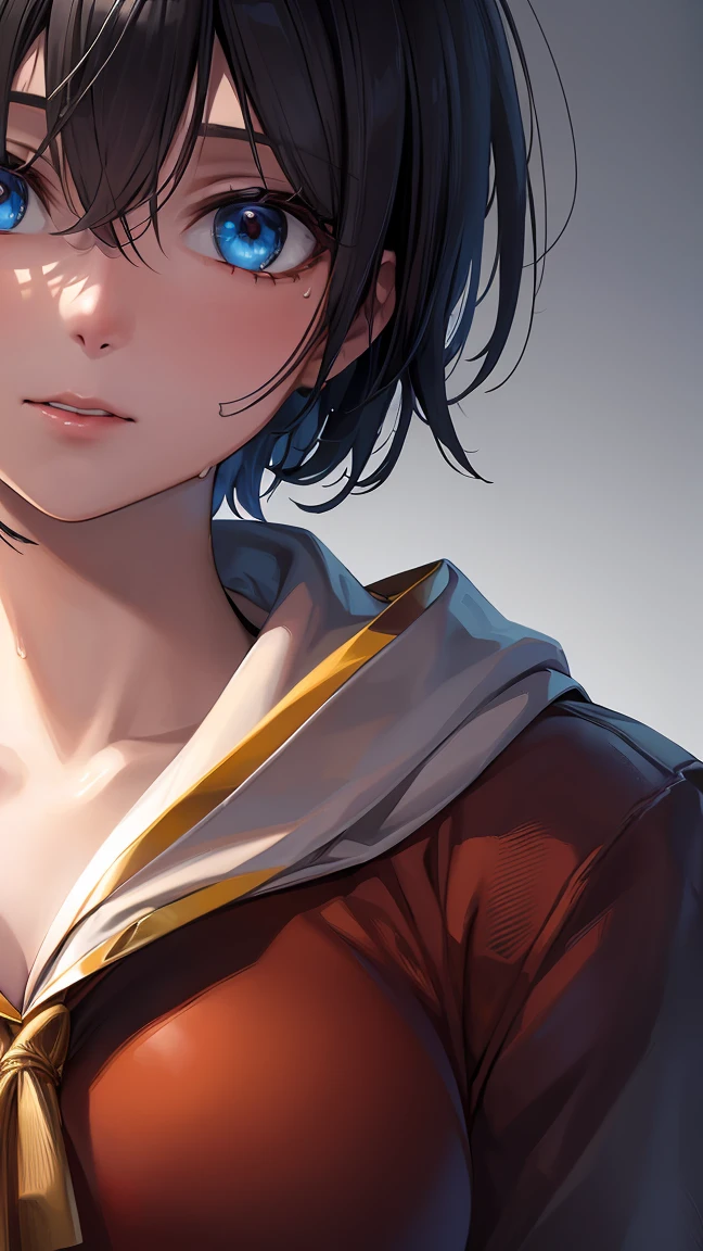 high resolution, extremely detailed CG, unity 8k wallpaper, super detailed skin, perfect anatomy, detailed, cinematic lighting, dynamic lighting, beautiful detailed eyes, (It's photorealistic:1.4), Raw photo, Japanese Girls, (1girl:1.8), (42 years old:1.8), (black short hair:1.8), Beautiful Eyes, Shy laugh, (Huge breasts:1.3), (Curvy:1.2), (latex:1.2), It shows her whole body, standing, (Glossy black bikini:1.5)、Arms behind back、(Seaside)、(sweat:1.4)、